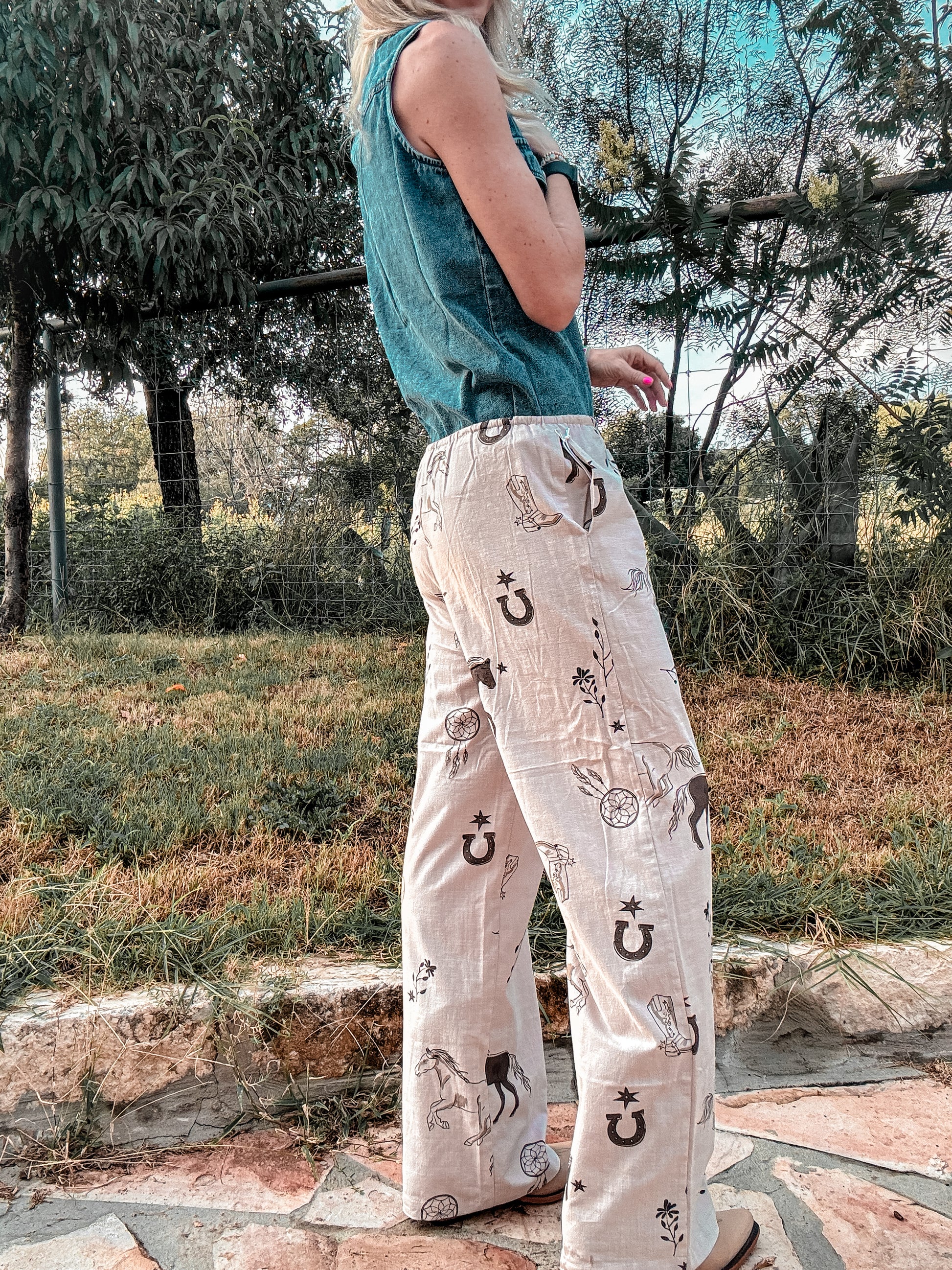 The Utopia Western Linen Pants (Grey) - The Vintage Emmie