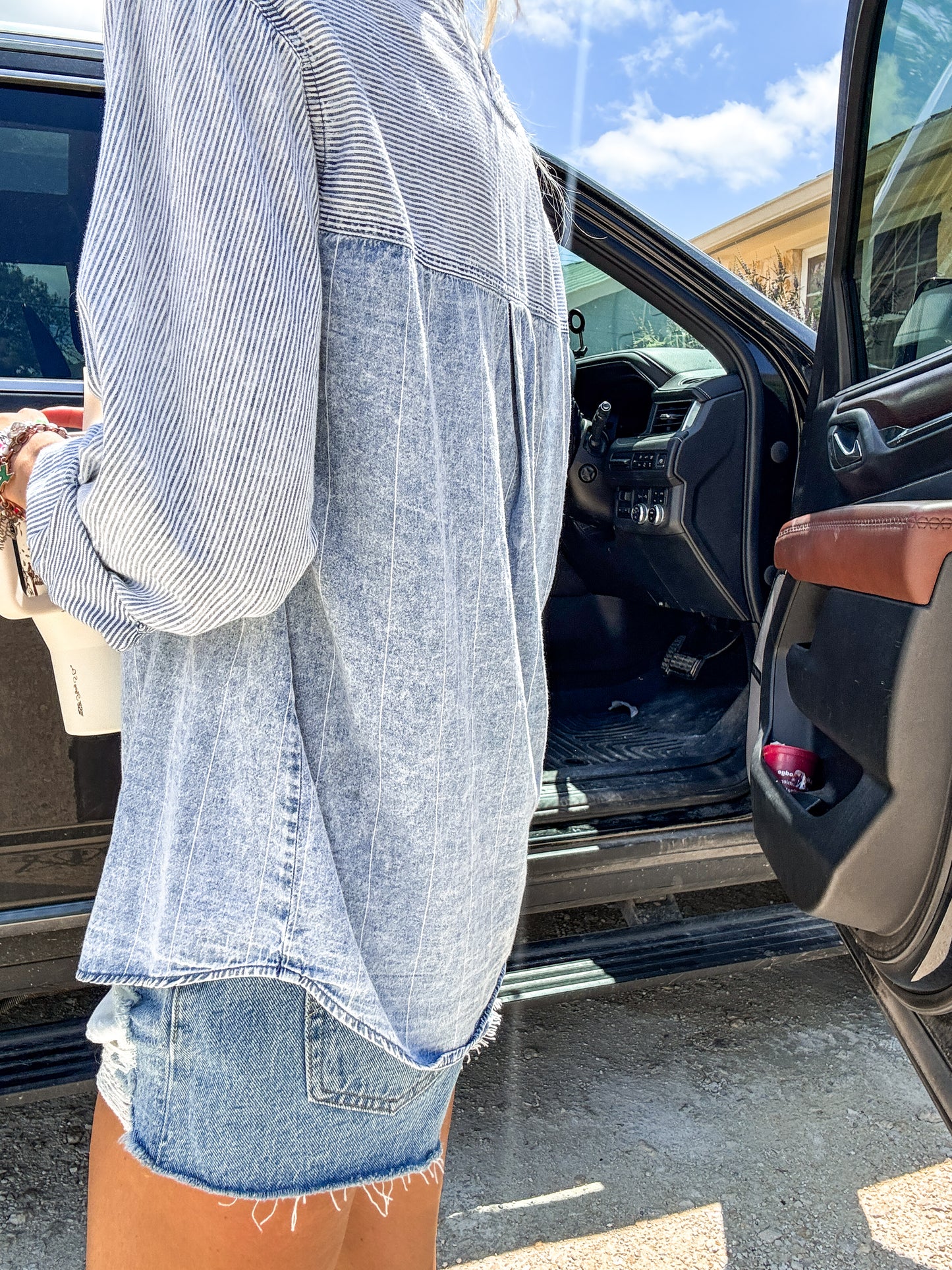 The Texola Stripe Button Down (Denim) - The Vintage Emmie
