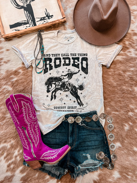 They Call It Rodeo Mineral Wash Tee (Off White) - The Vintage Emmie