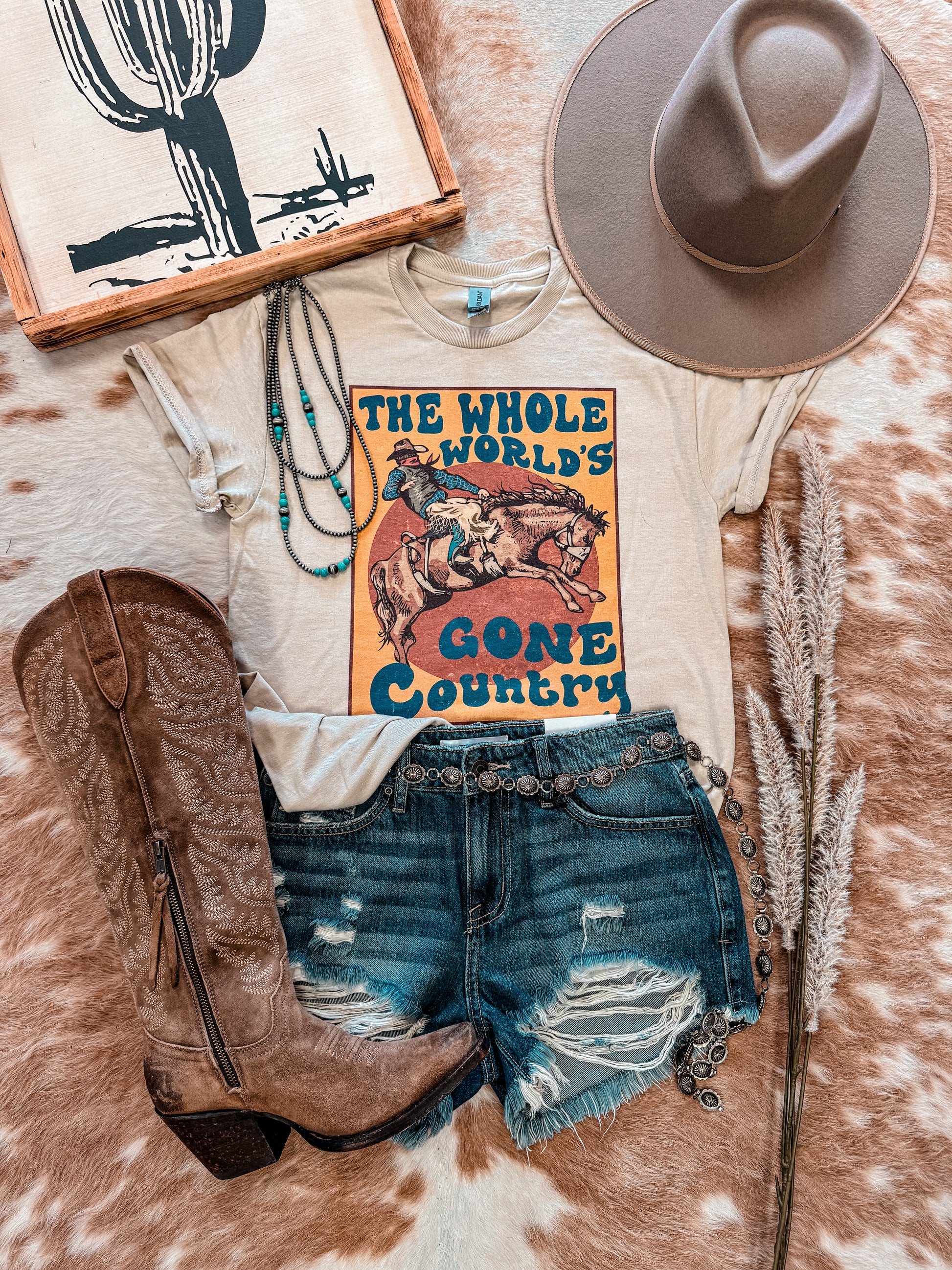 Gone Country Tee (Sand) - The Vintage Emmie