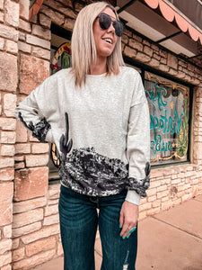 The Crowley Cactus Long Sleeve Sweater (Ash)