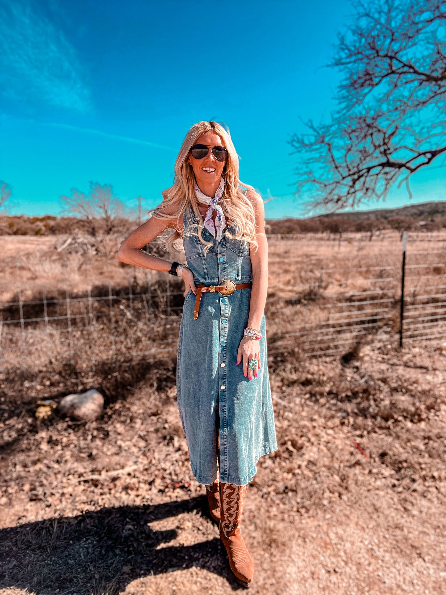 The Geneva Button Down Denim Midi Dress (Light Denim) - The Vintage Emmie