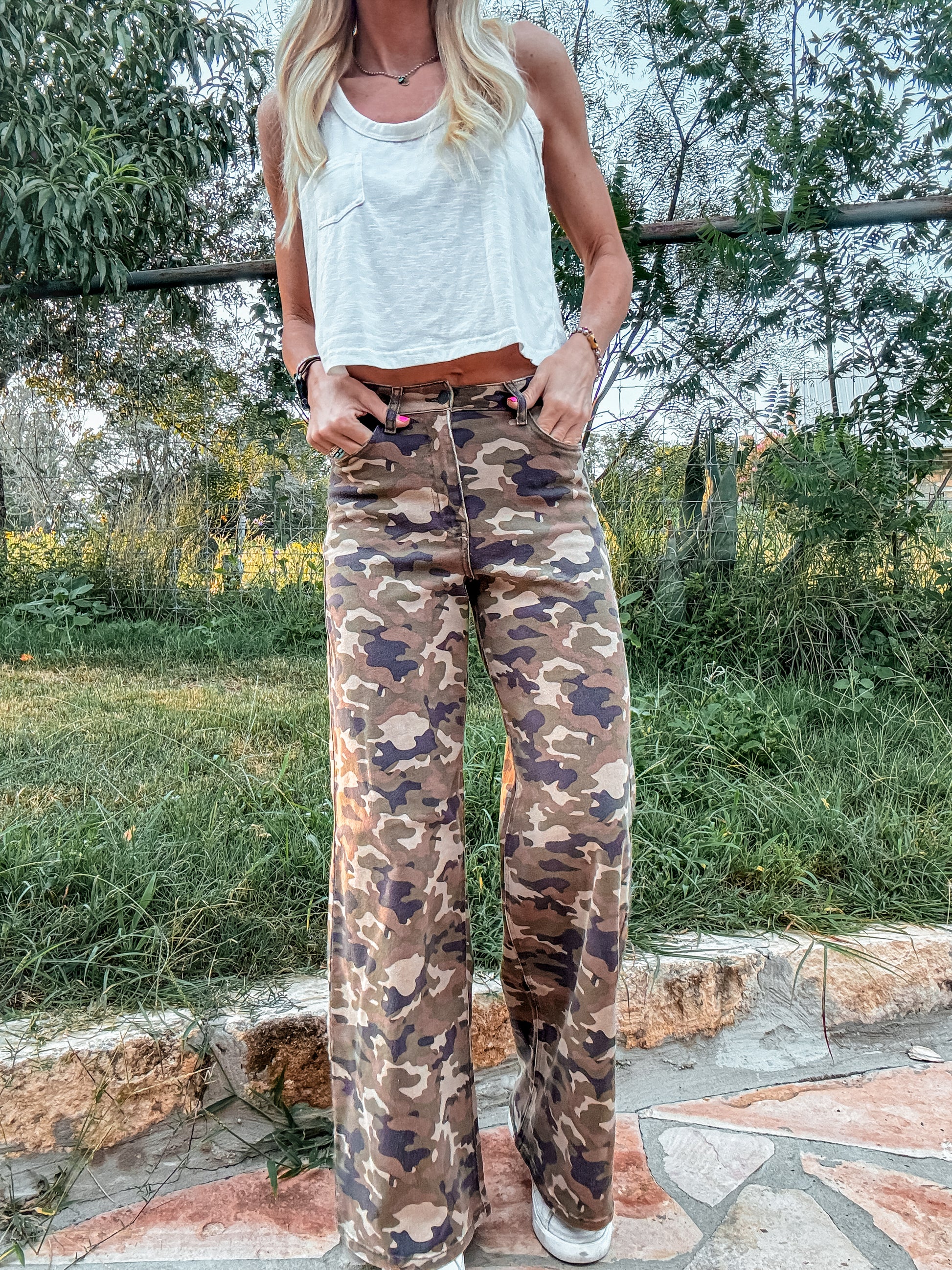 The Junction Wide Leg Camo Jeans - The Vintage Emmie