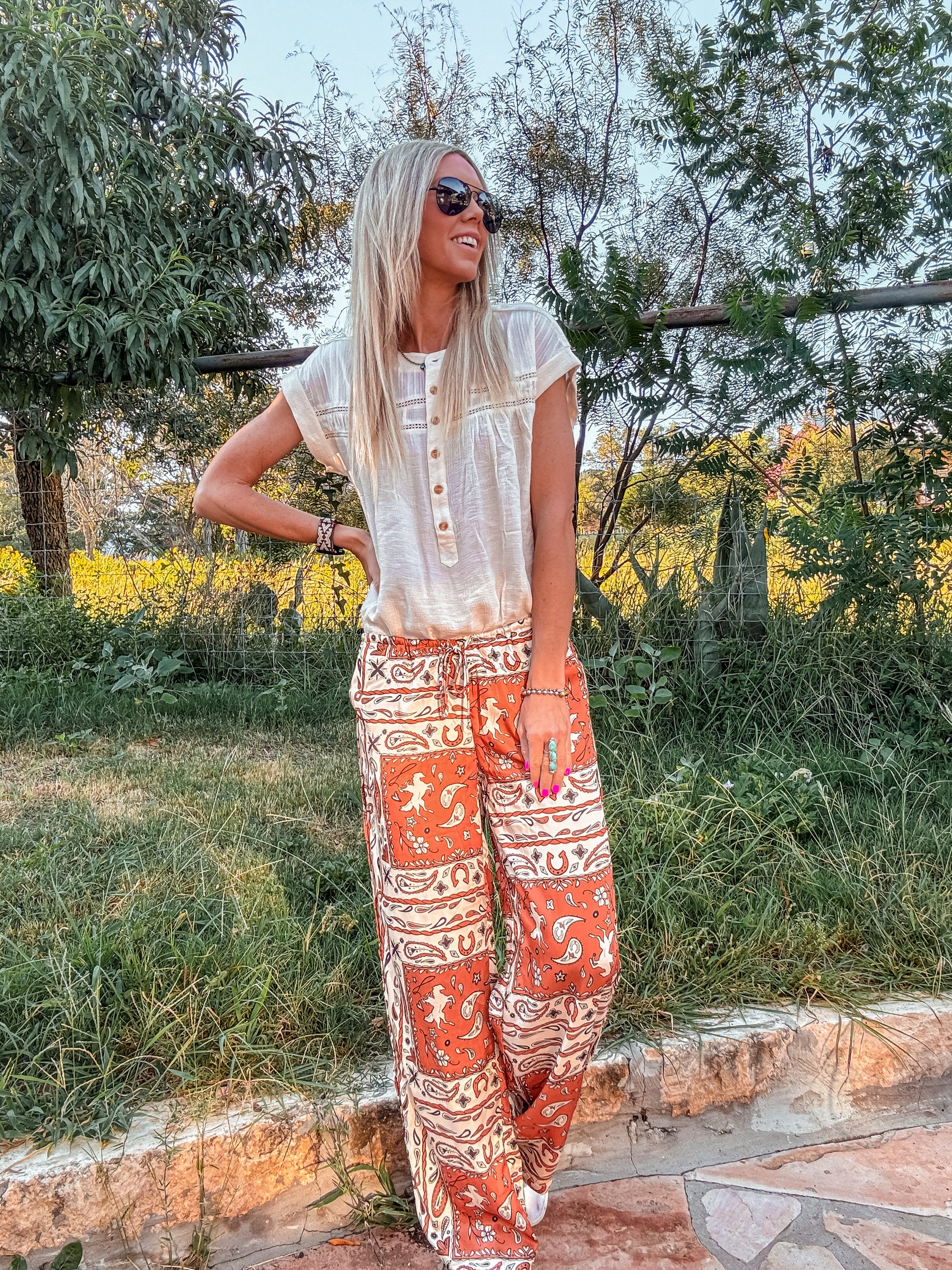 The Blanco Bandana Wide Leg Pants - The Vintage Emmie