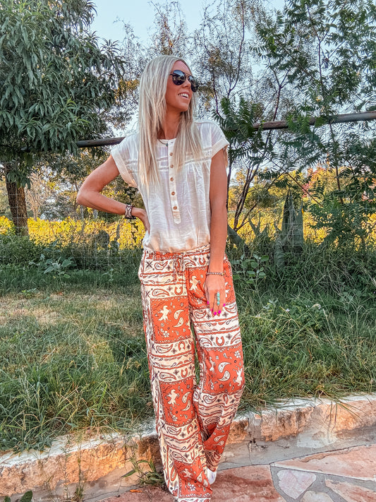 The Blanco Bandana Wide Leg Pants - The Vintage Emmie