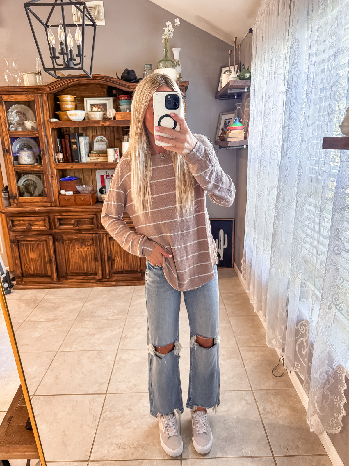 The Raynor Long Sleeve Stripe Top (Mocha)