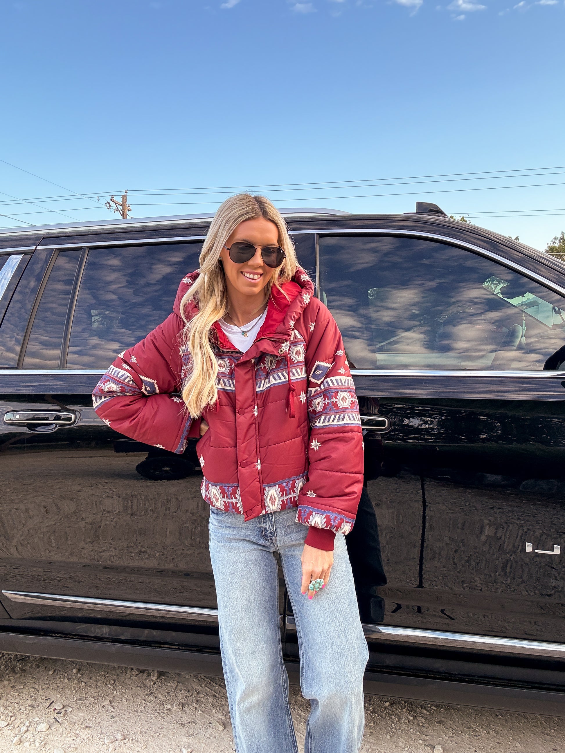 The Atlee Aztec Puffer Jacket - The Vintage Emmie