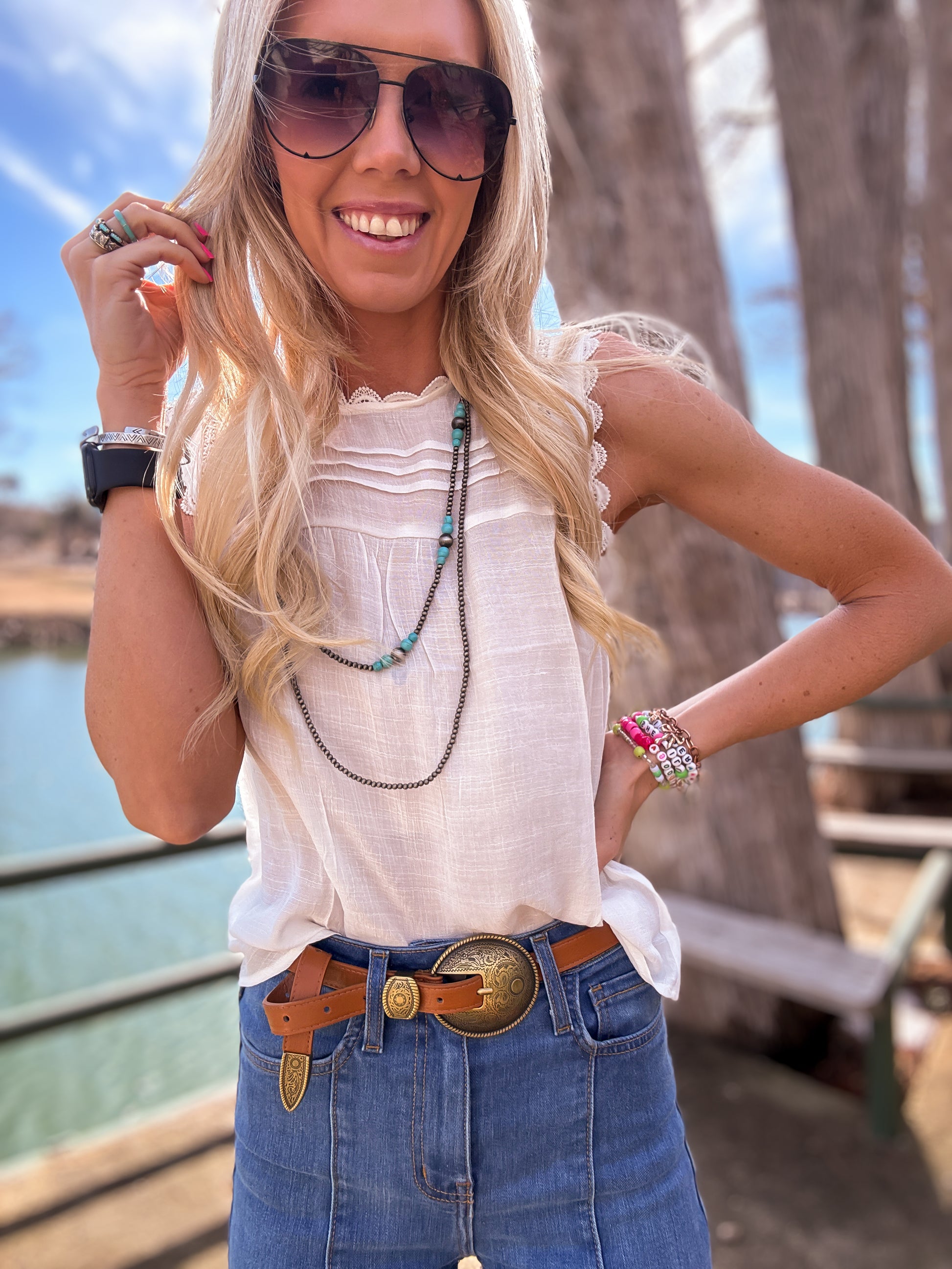 The Orla Sleeveless Lace Top (White) - The Vintage Emmie