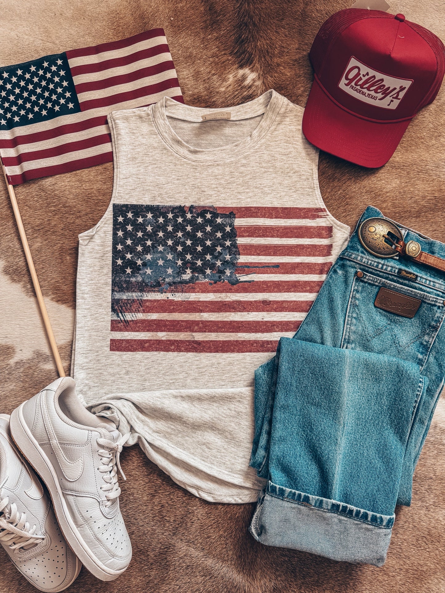 American Flag Tank Top (Off White)