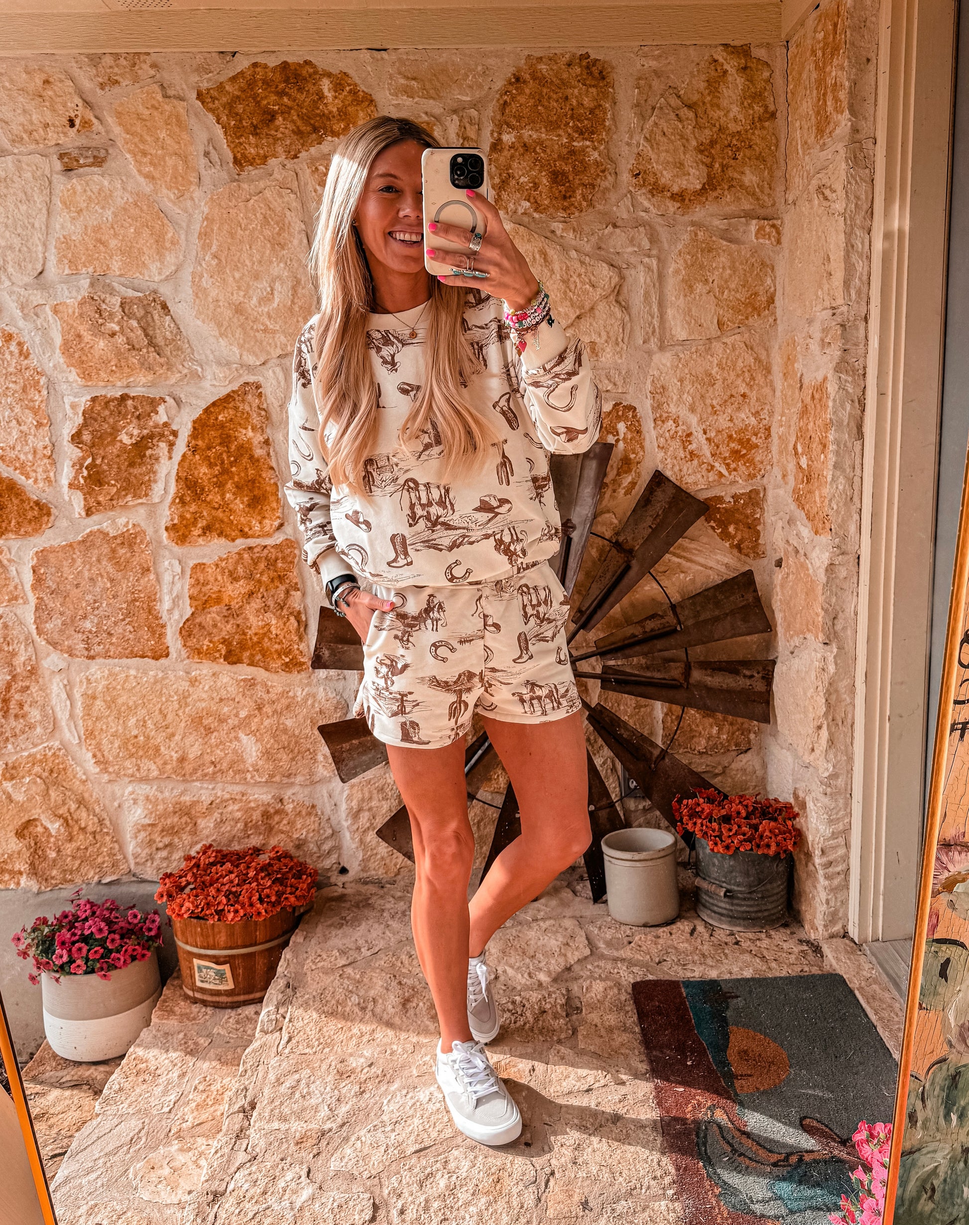 The Plano Western Print Shorts (Cream) - The Vintage Emmie