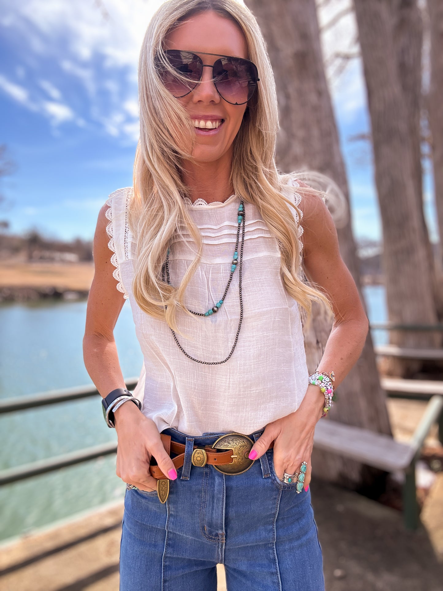 The Orla Sleeveless Lace Top (White) - The Vintage Emmie