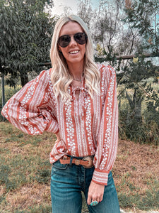 The Verbena Floral Top (Rust) - The Vintage Emmie