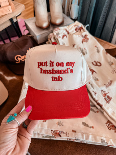 Put It On My Husband's Tab Hat (Red) - The Vintage Emmie
