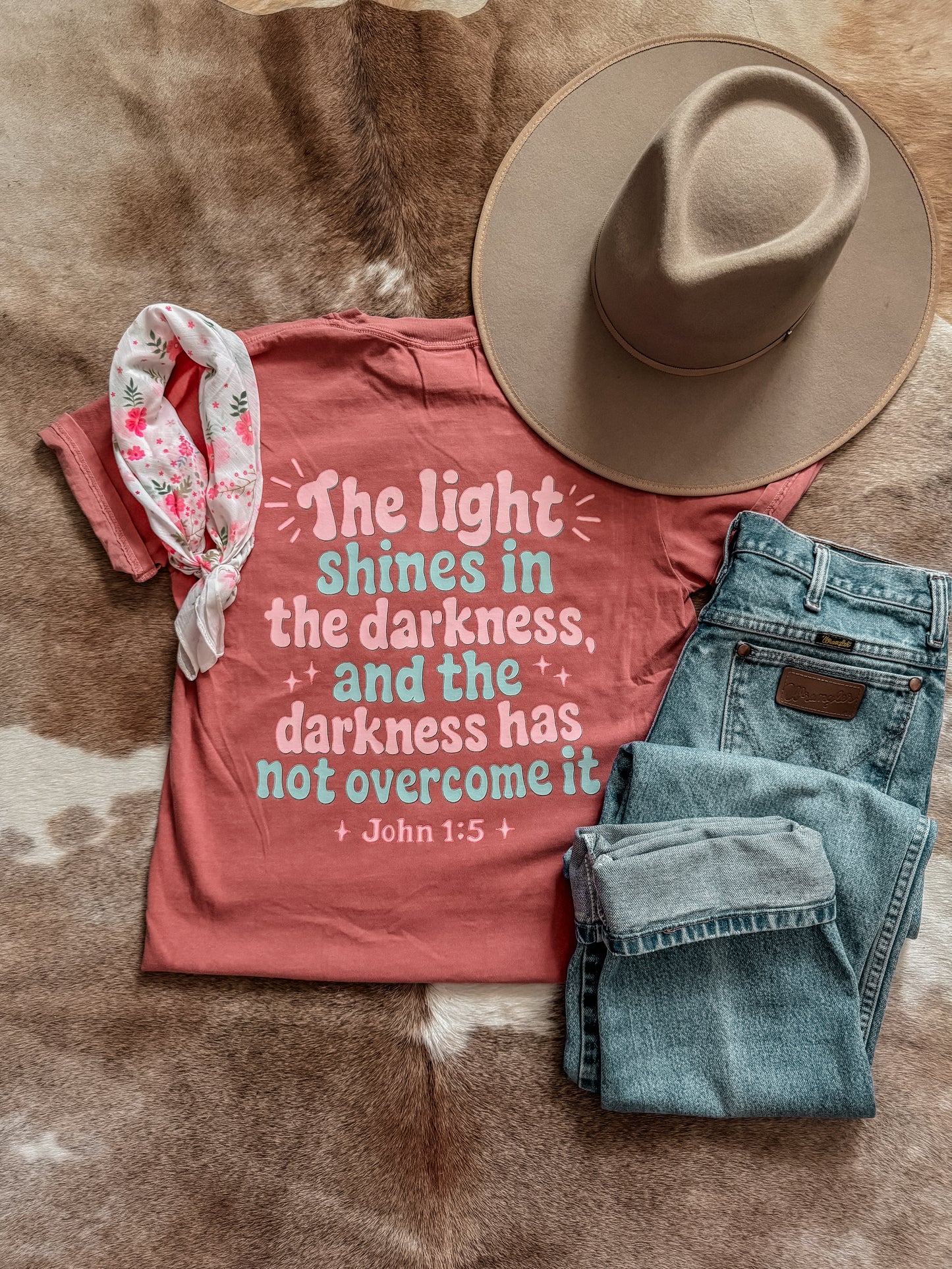 The Light Shines In The Darkness Tee (Cumin)