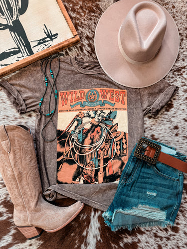 Trail Of Dreams Cowboy Mineral Wash Tee (Mocha)