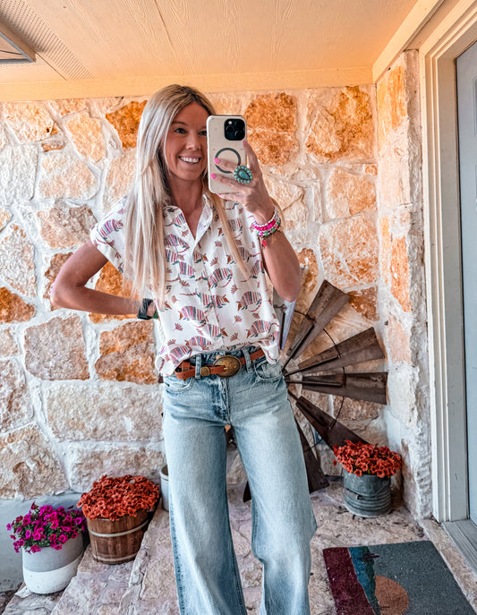 The Armadillo Button Down (White) - The Vintage Emmie