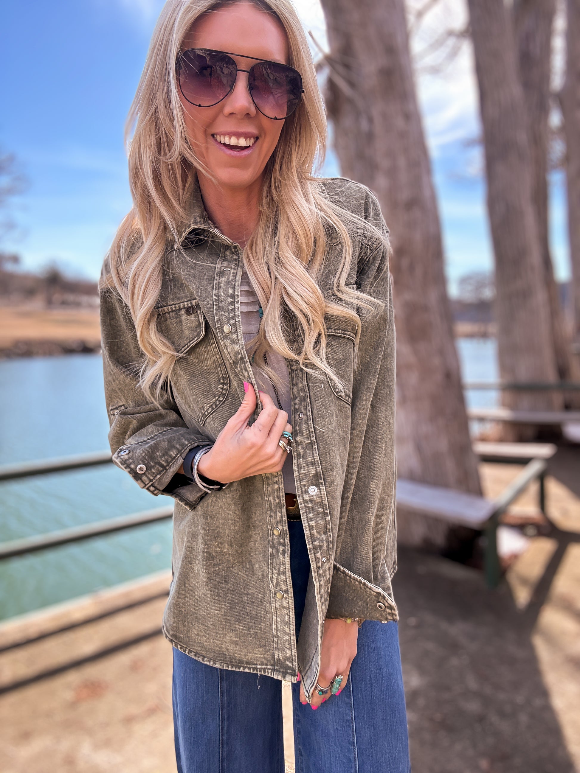 The Dewville Mineral Washed Pearl Snap Top - The Vintage Emmie