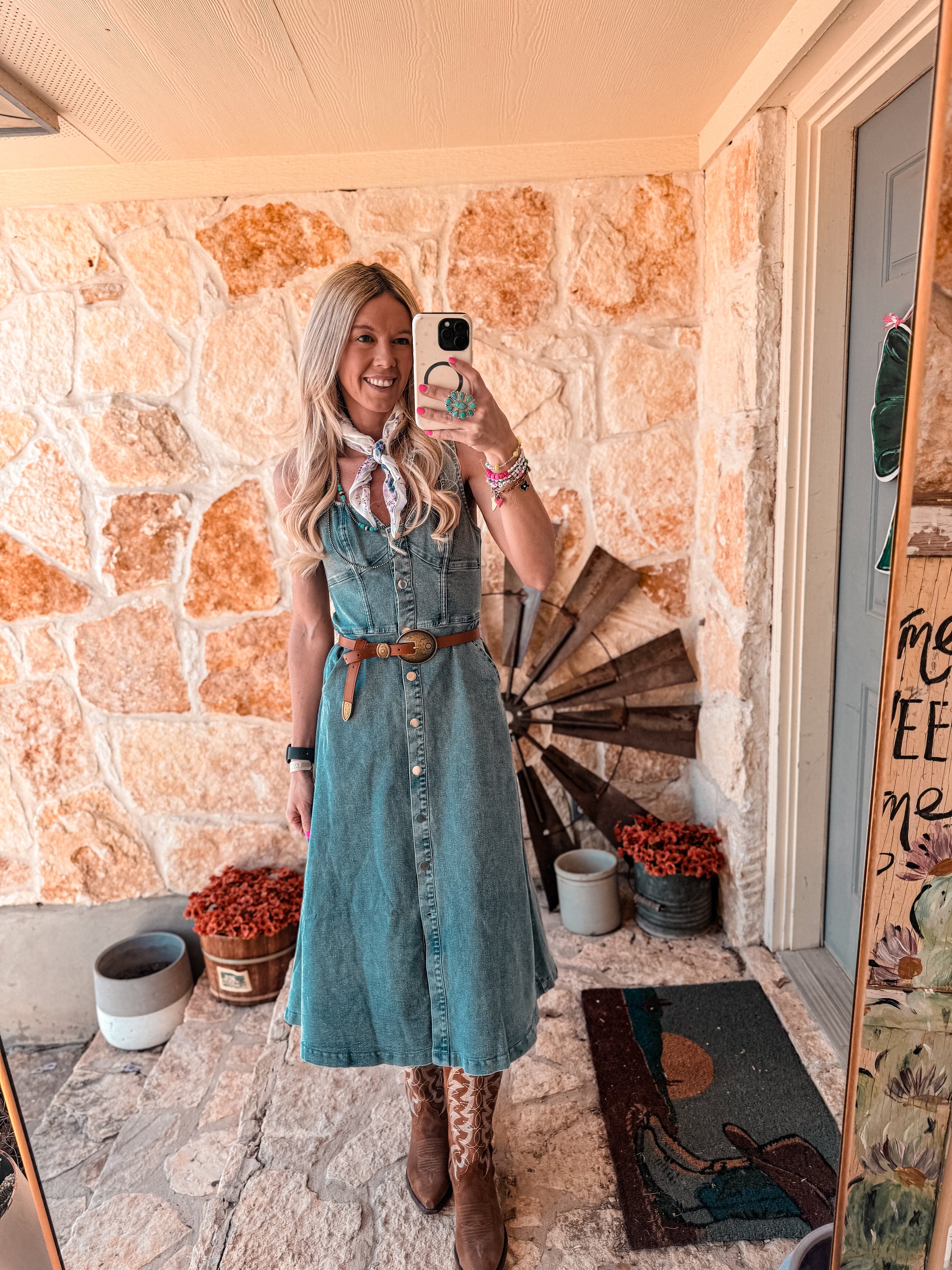The Geneva Button Down Denim Midi Dress (Light Denim) - The Vintage Emmie