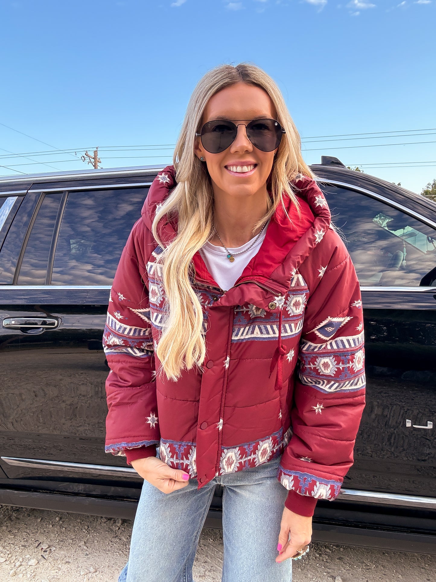 The Atlee Aztec Puffer Jacket - The Vintage Emmie