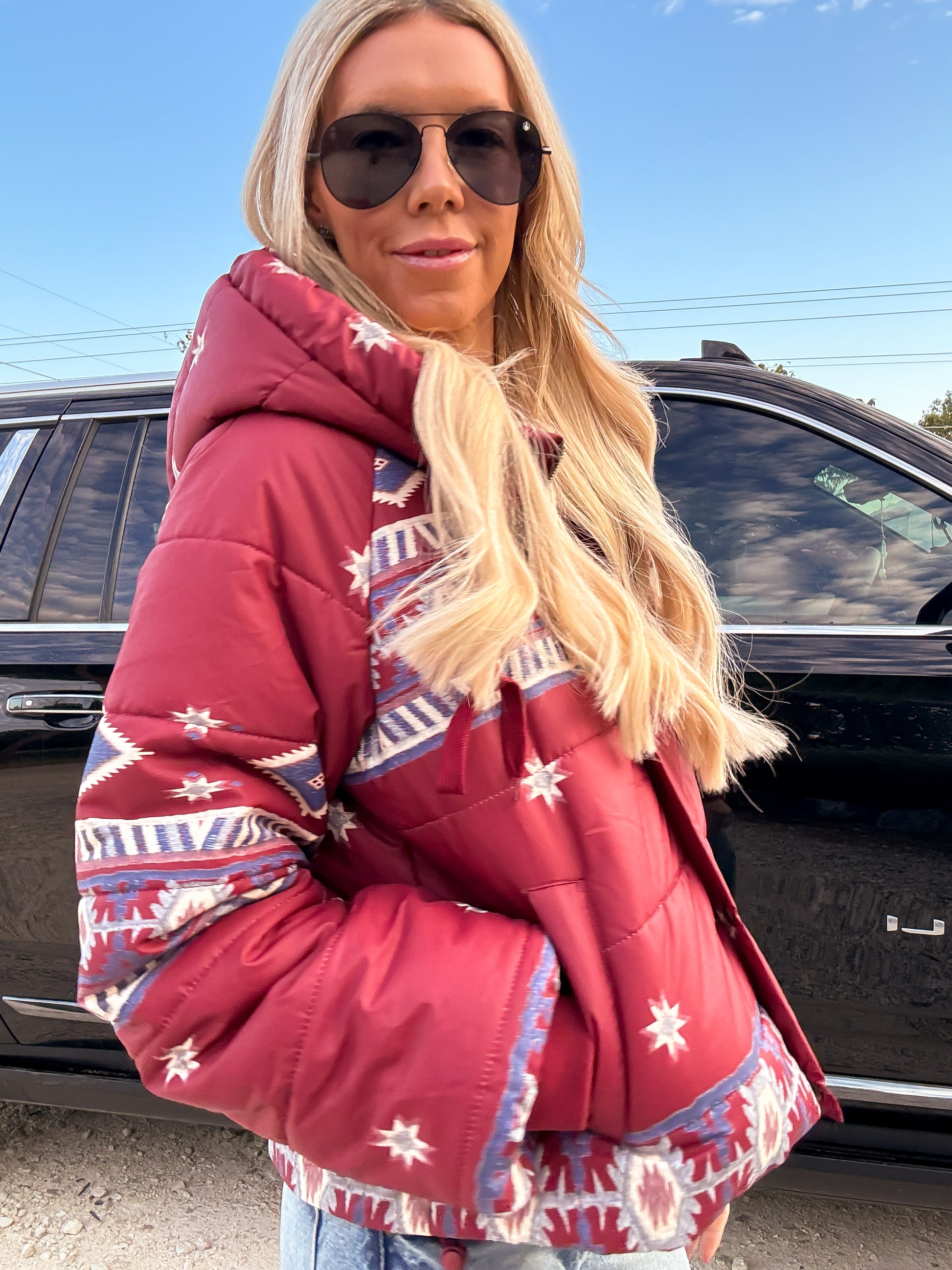 The Atlee Aztec Puffer Jacket - The Vintage Emmie