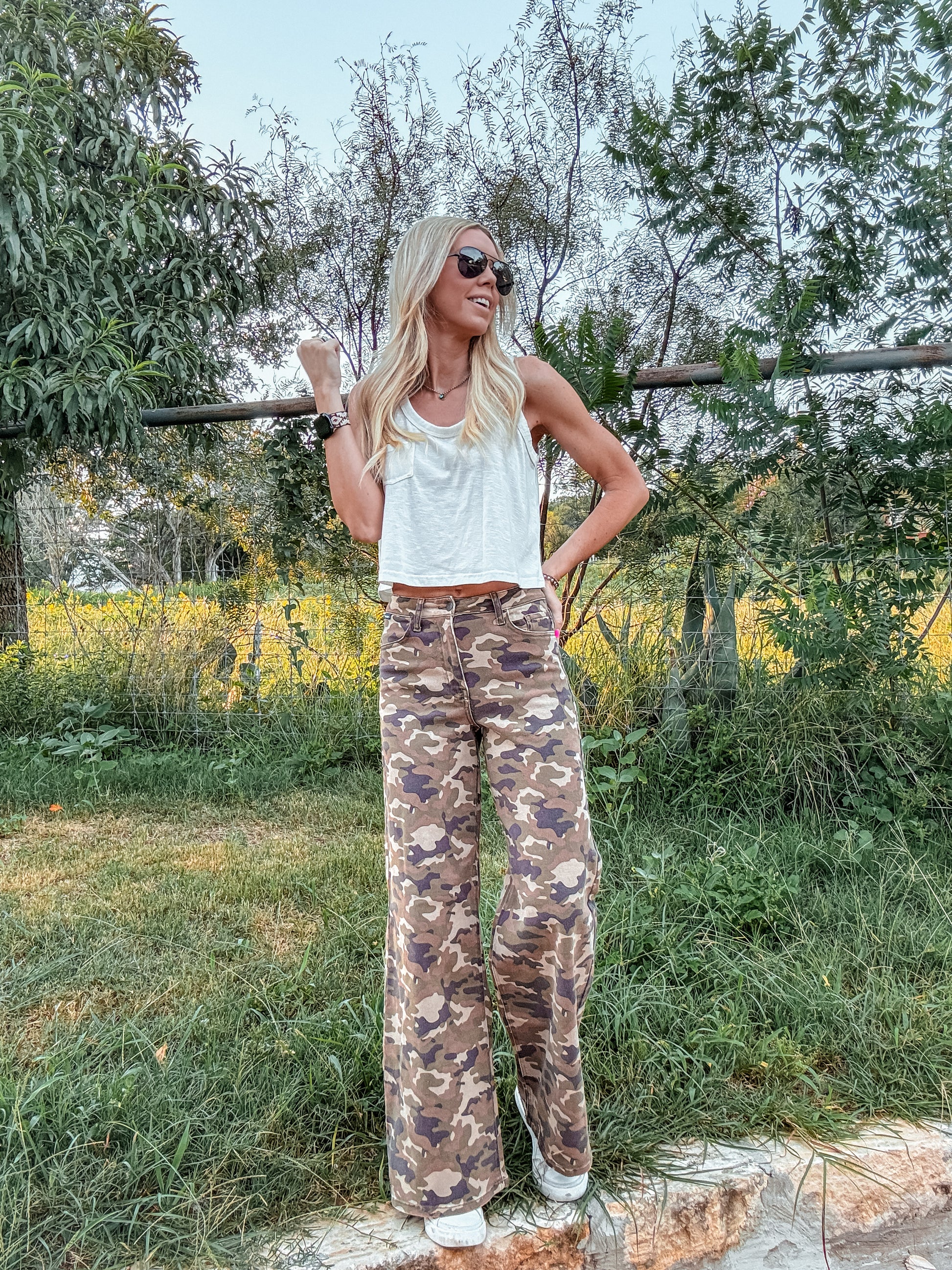 The Junction Wide Leg Camo Jeans - The Vintage Emmie