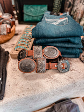 The Bristol Leather Concho Belt (Brown) - The Vintage Emmie