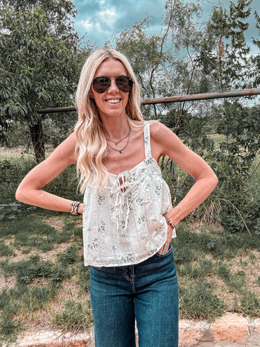 The Beyers Baby Doll Floral Crop Top (White)