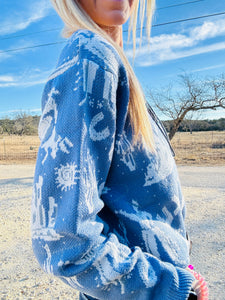 The Marfa Cowboy Sweater (Blue)