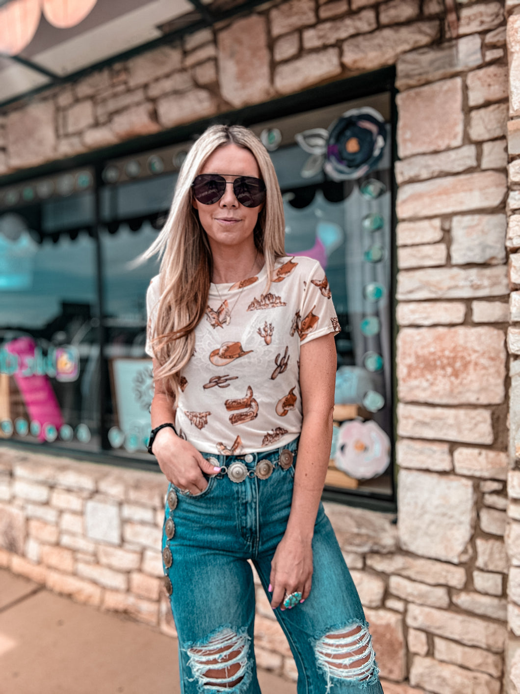 The Western Desert Cowboy Mesh Top (Tan)