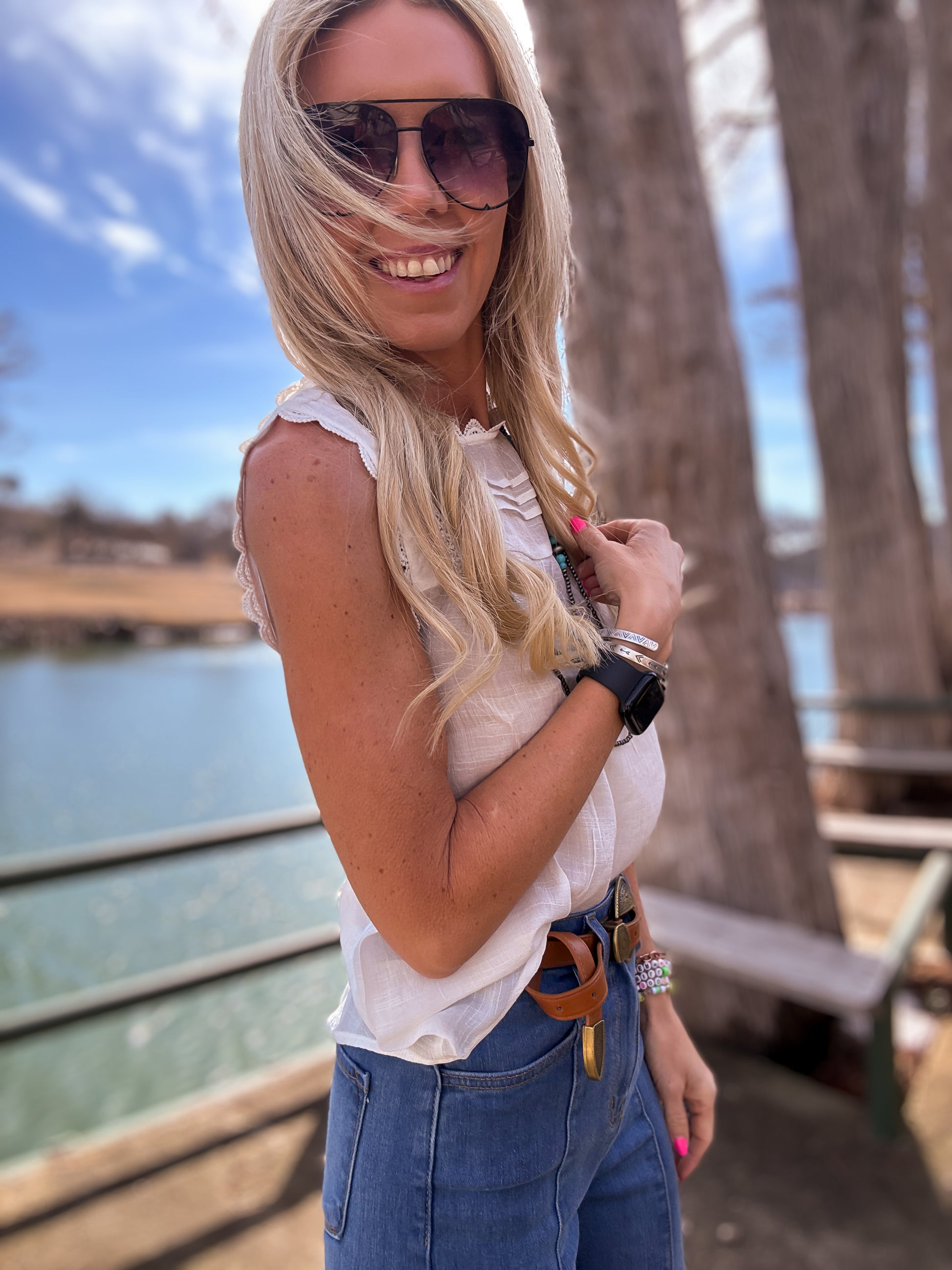 The Orla Sleeveless Lace Top (White) - The Vintage Emmie