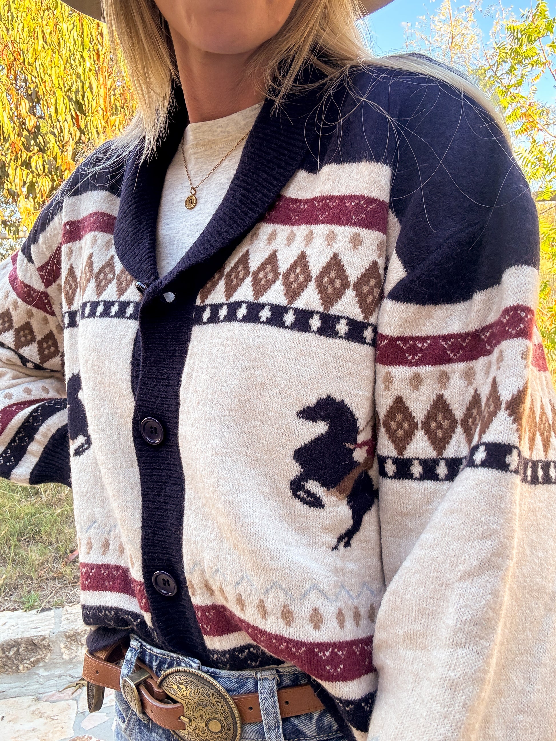 The Jacksonville Horse Sweater Jacket - The Vintage Emmie