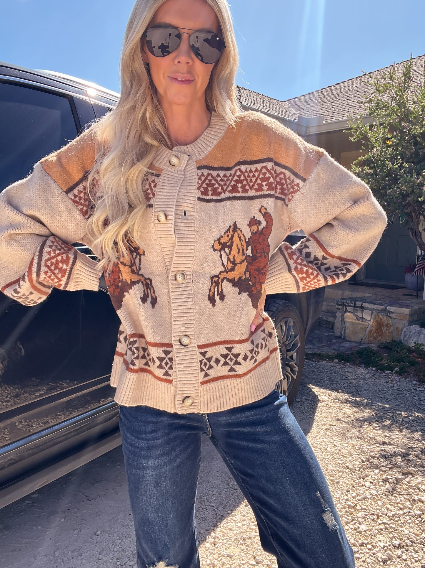 The Cheyenne Horse Cardigan