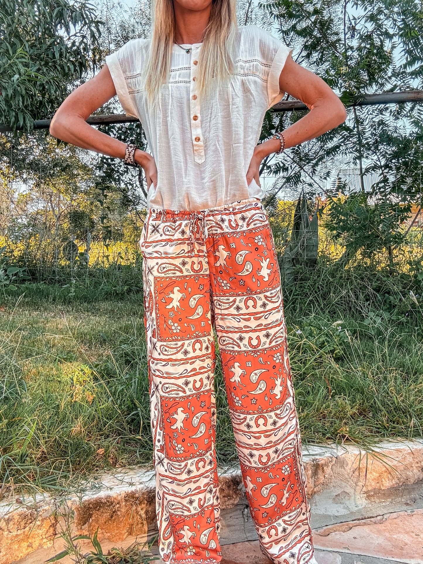 The Blanco Bandana Wide Leg Pants - The Vintage Emmie