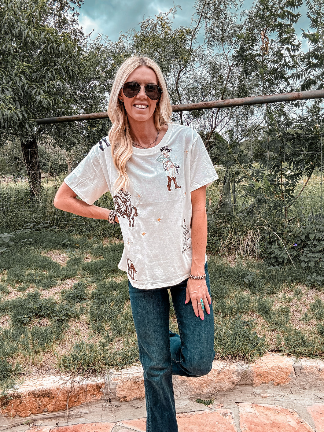 The Orla Western Embroidered Top (White)