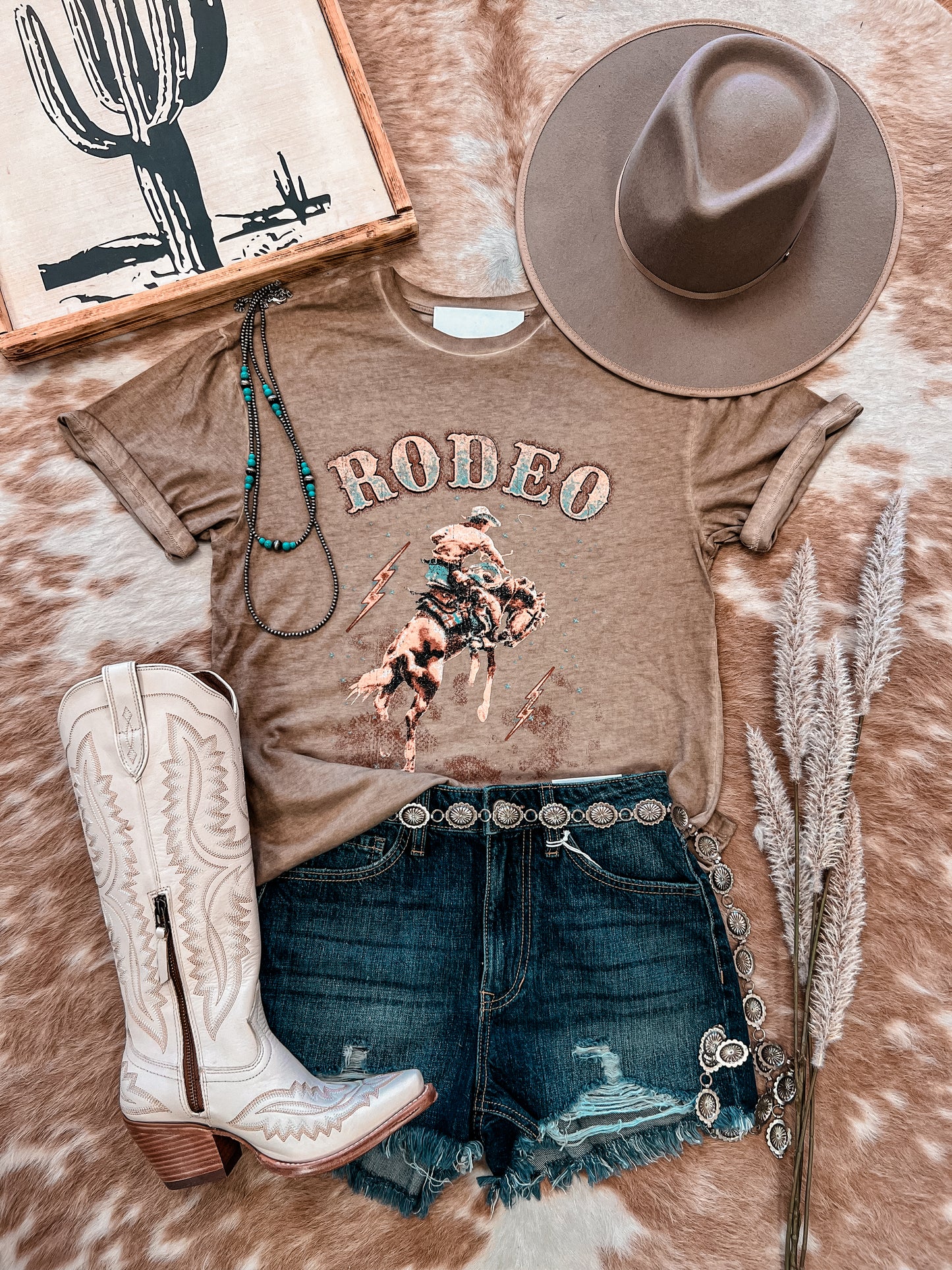Rodeo Cowboy Mineral Wash Tee (Taupe) - The Vintage Emmie