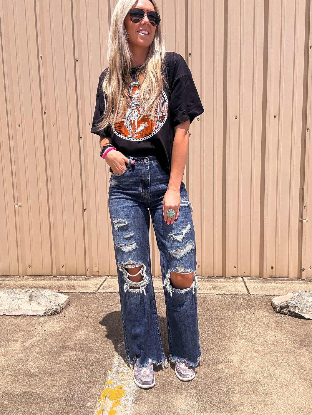 The Calloway Distressed High Rise Jeans