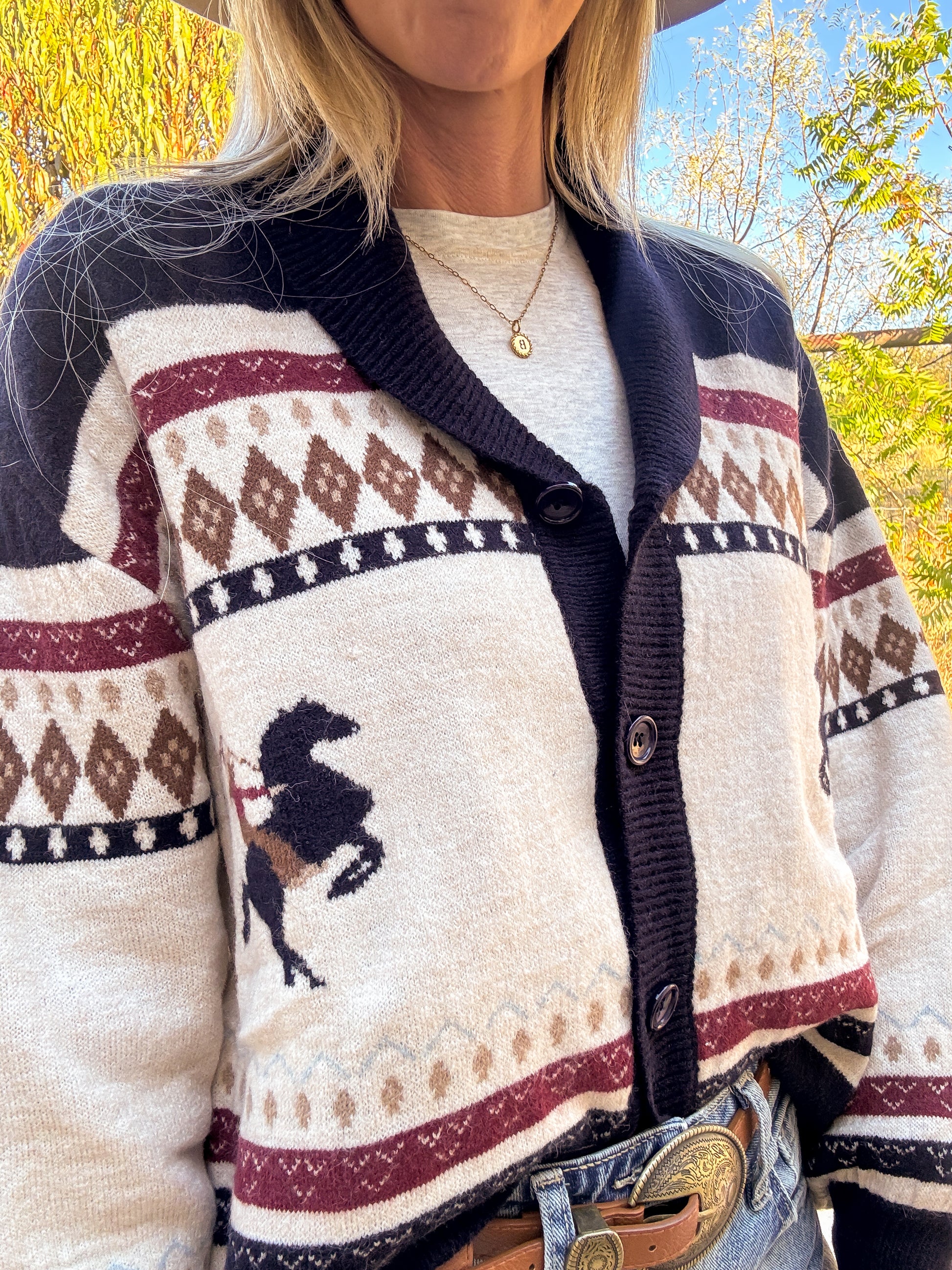 The Jacksonville Horse Sweater Jacket - The Vintage Emmie