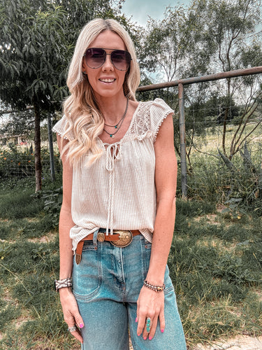 The Seadrift Stripe Blouse (Tan)