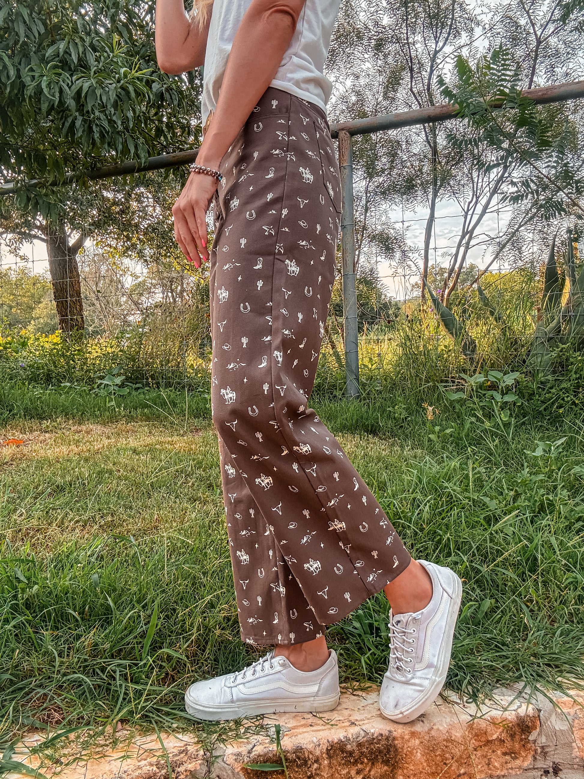 The Lockhart Cowboy Wide Leg Pants (Brown) - The Vintage Emmie