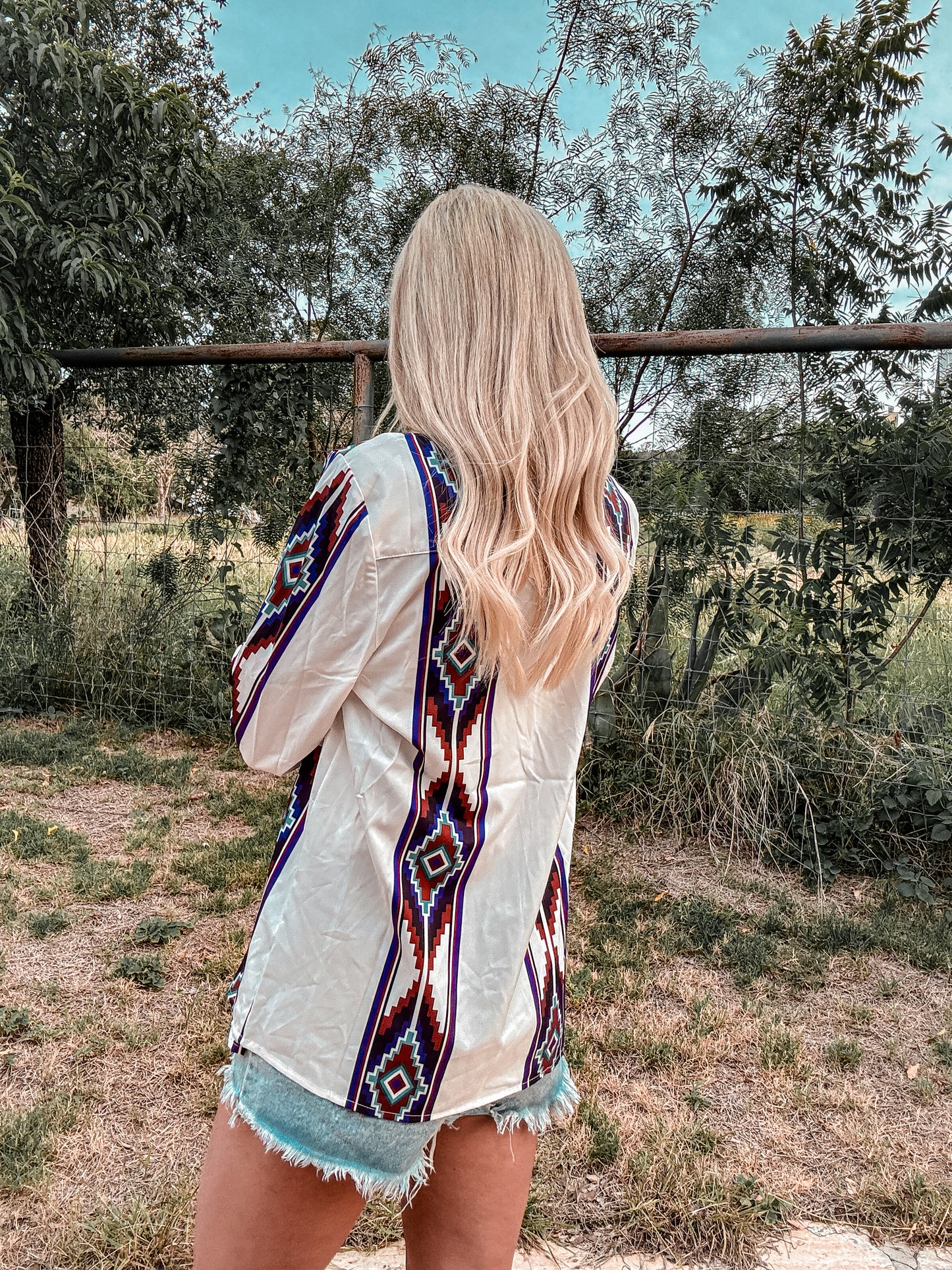 The Panhandle Western Button Down (White Mix) - The Vintage Emmie