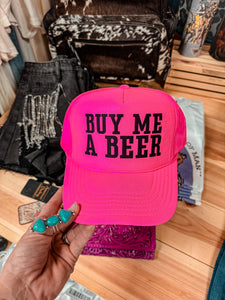 Buy Me A Beer Trucker Hat (Hot Pink)