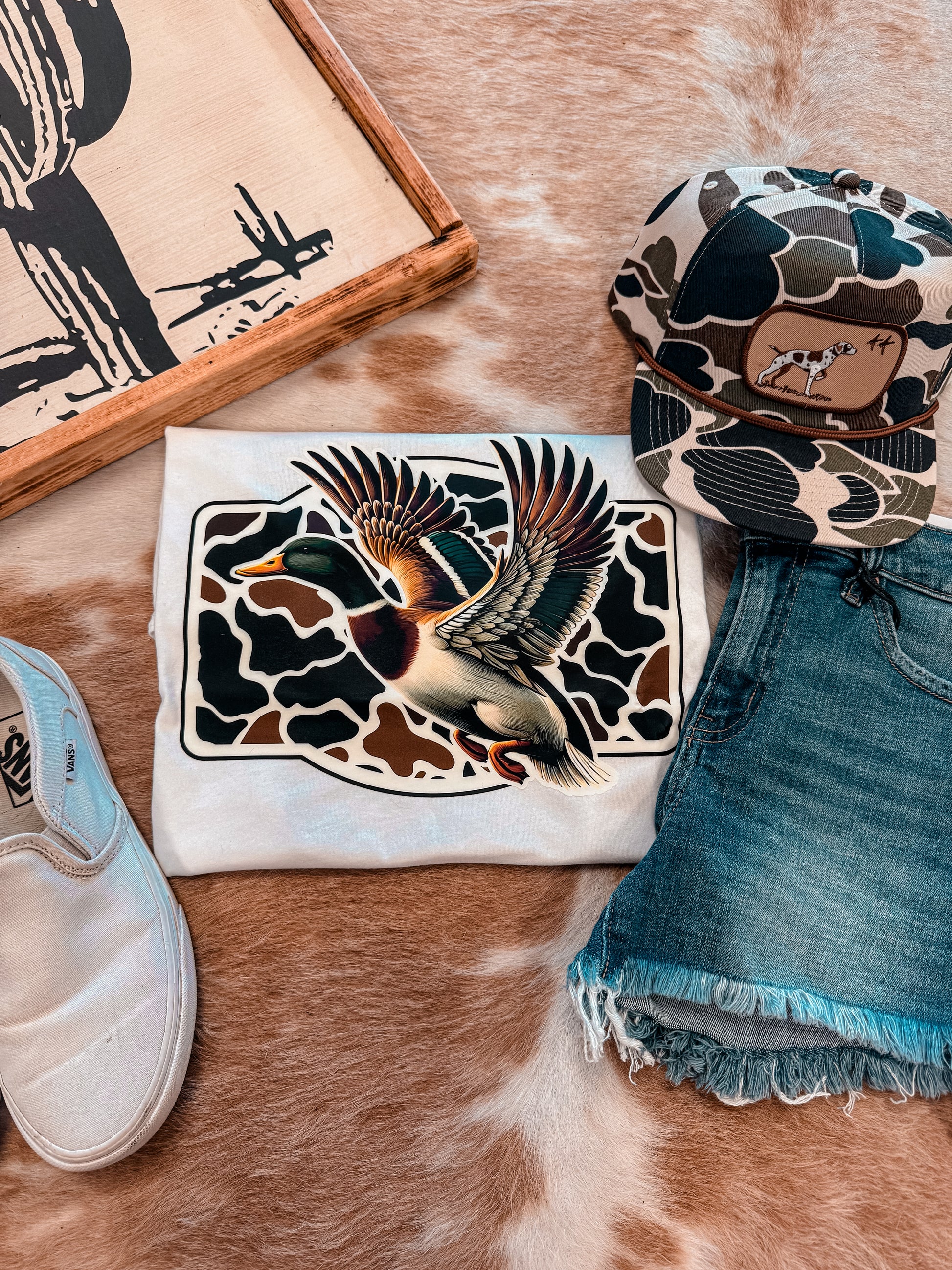 The Mallard Flying Duck Tee (White) - The Vintage Emmie