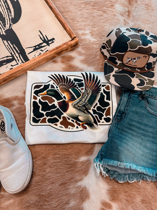 The Mallard Flying Duck Tee (White) - The Vintage Emmie