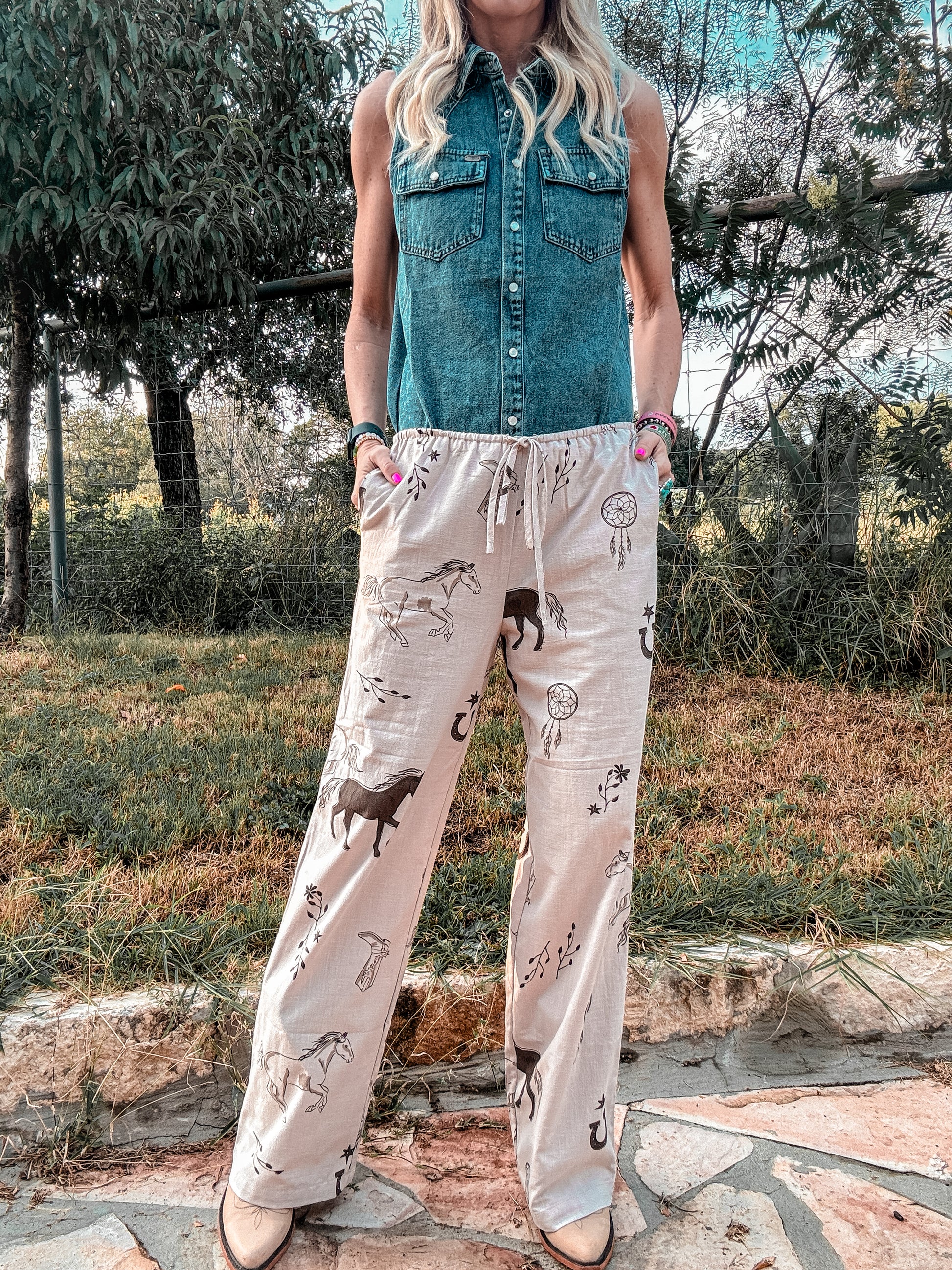 The Utopia Western Linen Pants (Grey) - The Vintage Emmie