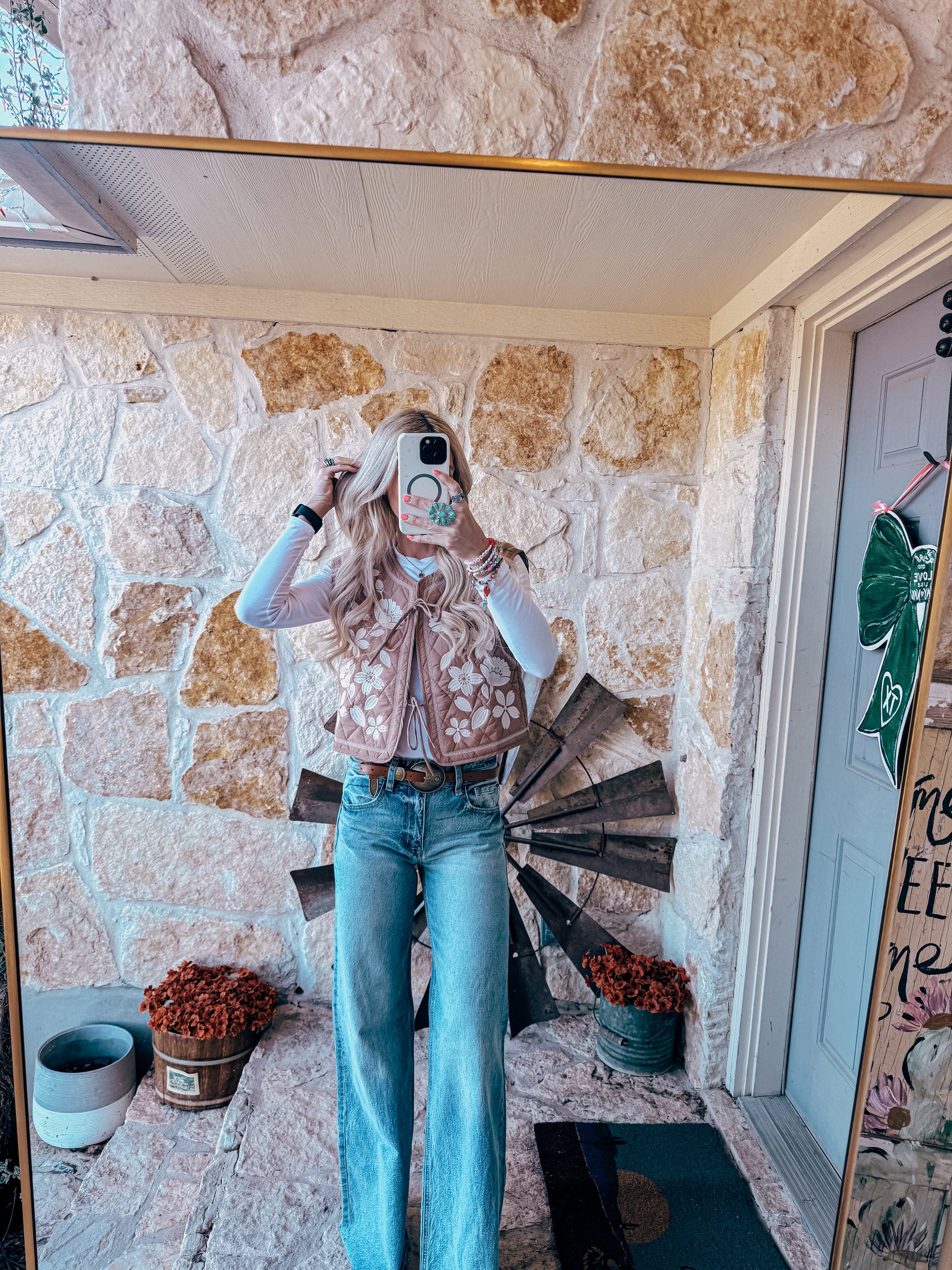 The Van Court Floral Vest (Tan) - The Vintage Emmie