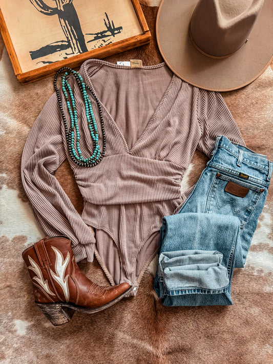 The Duval Bodysuit (Mocha) - The Vintage Emmie