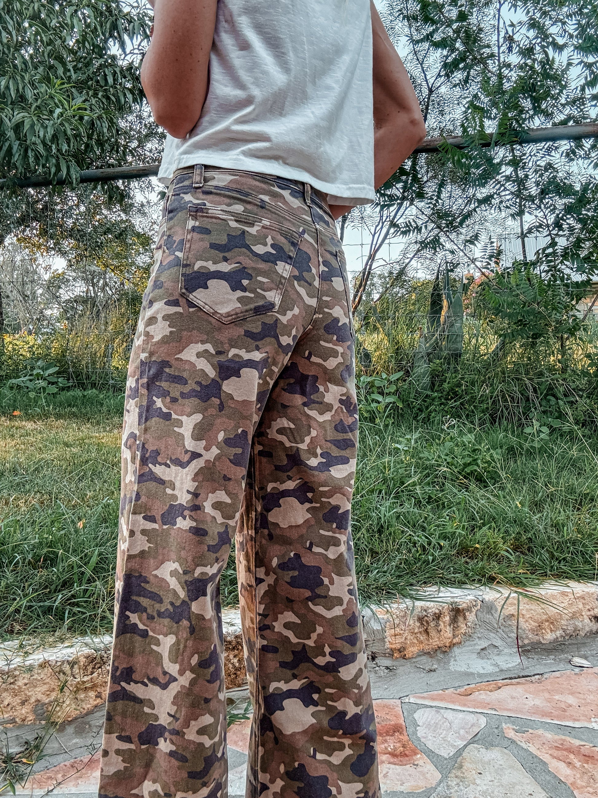 The Junction Wide Leg Camo Jeans - The Vintage Emmie