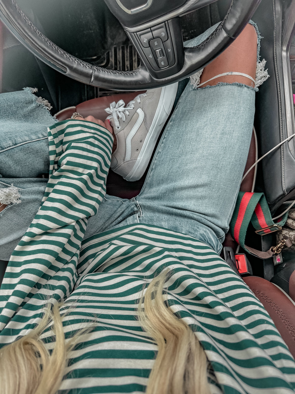 The Frisco Long Sleeve Stripe Top (Green)