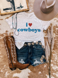 I Love Cowboys Tee (Ash)