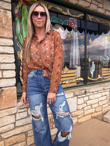 The Hockley Cowgirl Button Down (Rust)